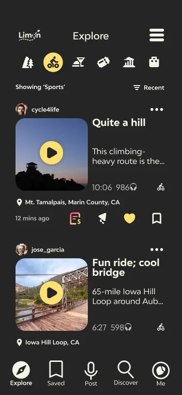 Limon app — Filter by vibe